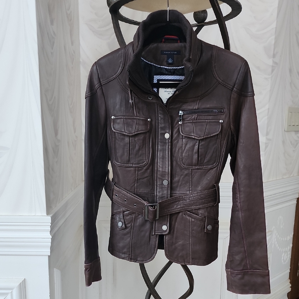 Tommy Hilfiger Size Medium Brown Leather Jacket